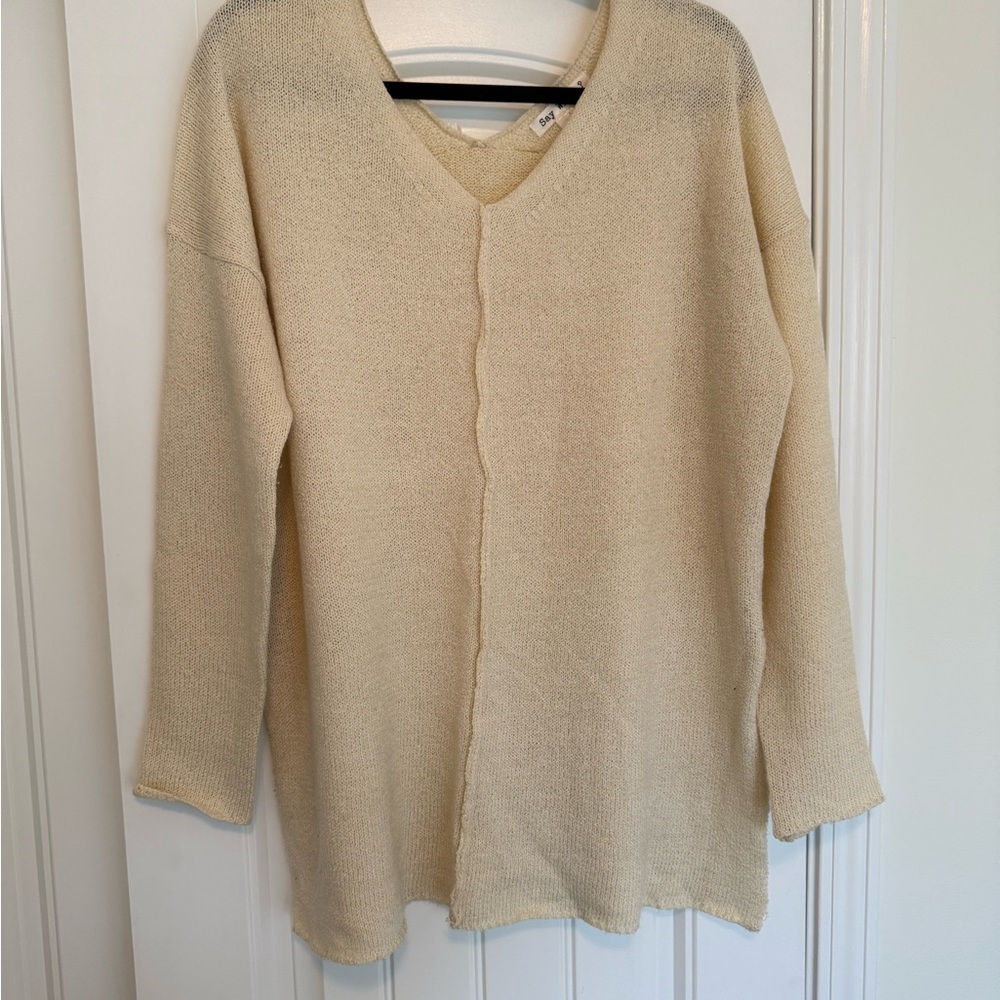 Cream V-Neck Women's Sweater
